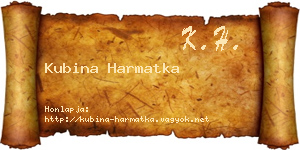 Kubina Harmatka névjegykártya